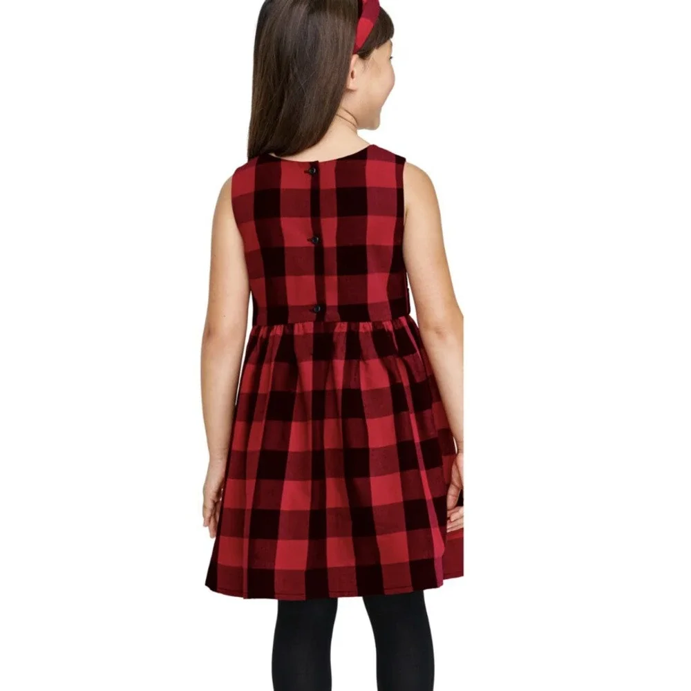 The Childrens Place Dress Girls 5T‎ Buffalo Plaid Red Black Sleeveless New